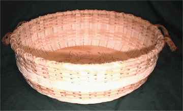 Large Cane Tray with leather handles and wood burned bottom